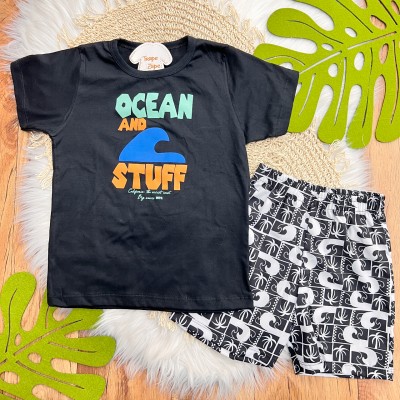 Conj. Camiseta Ocean and Surf e Bermuda - Preto